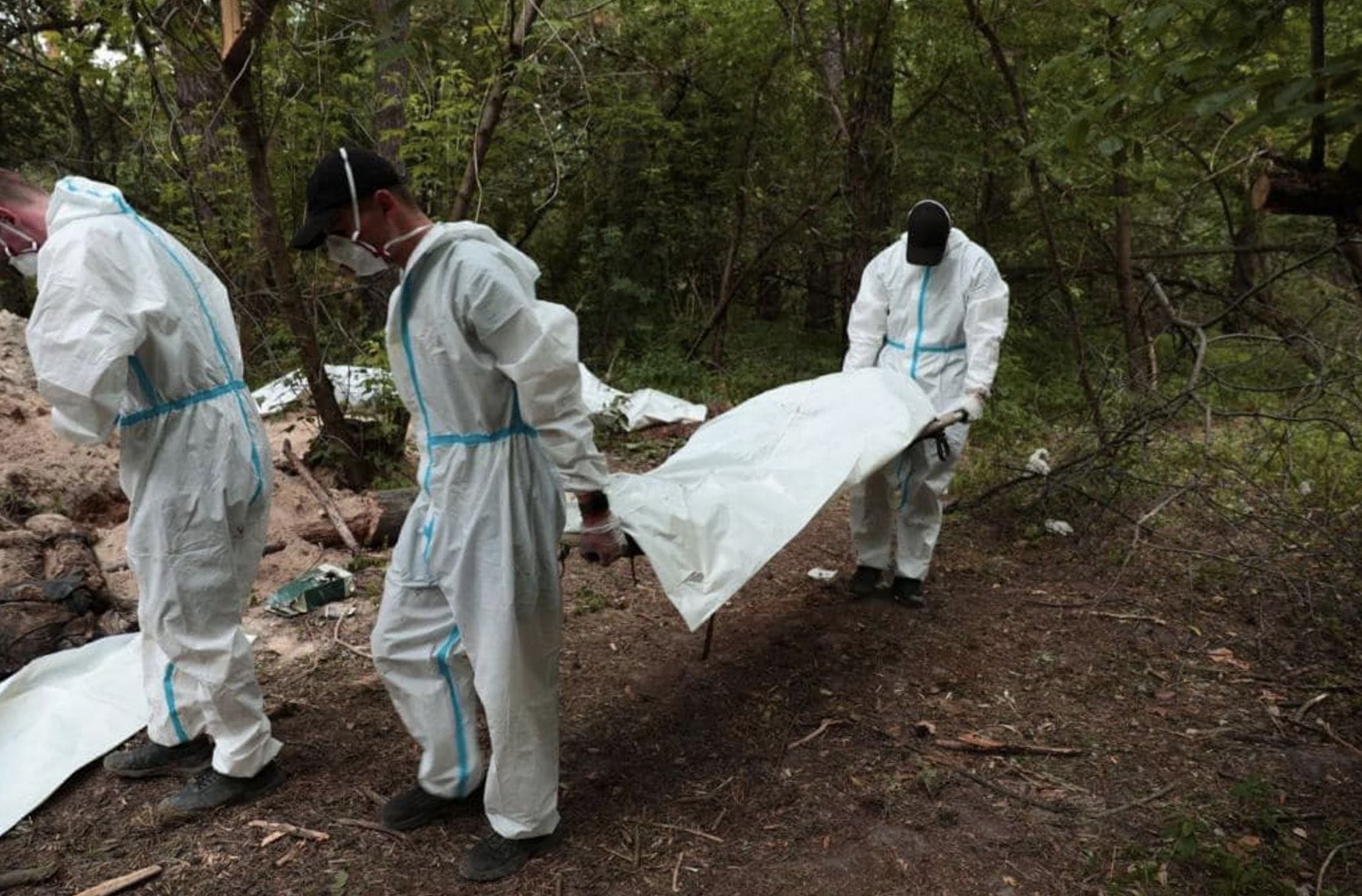 Mass grave found near Bucha containing bodies of civilians shot in knees, hands tied behind backs, Kyiv region chief of police reports