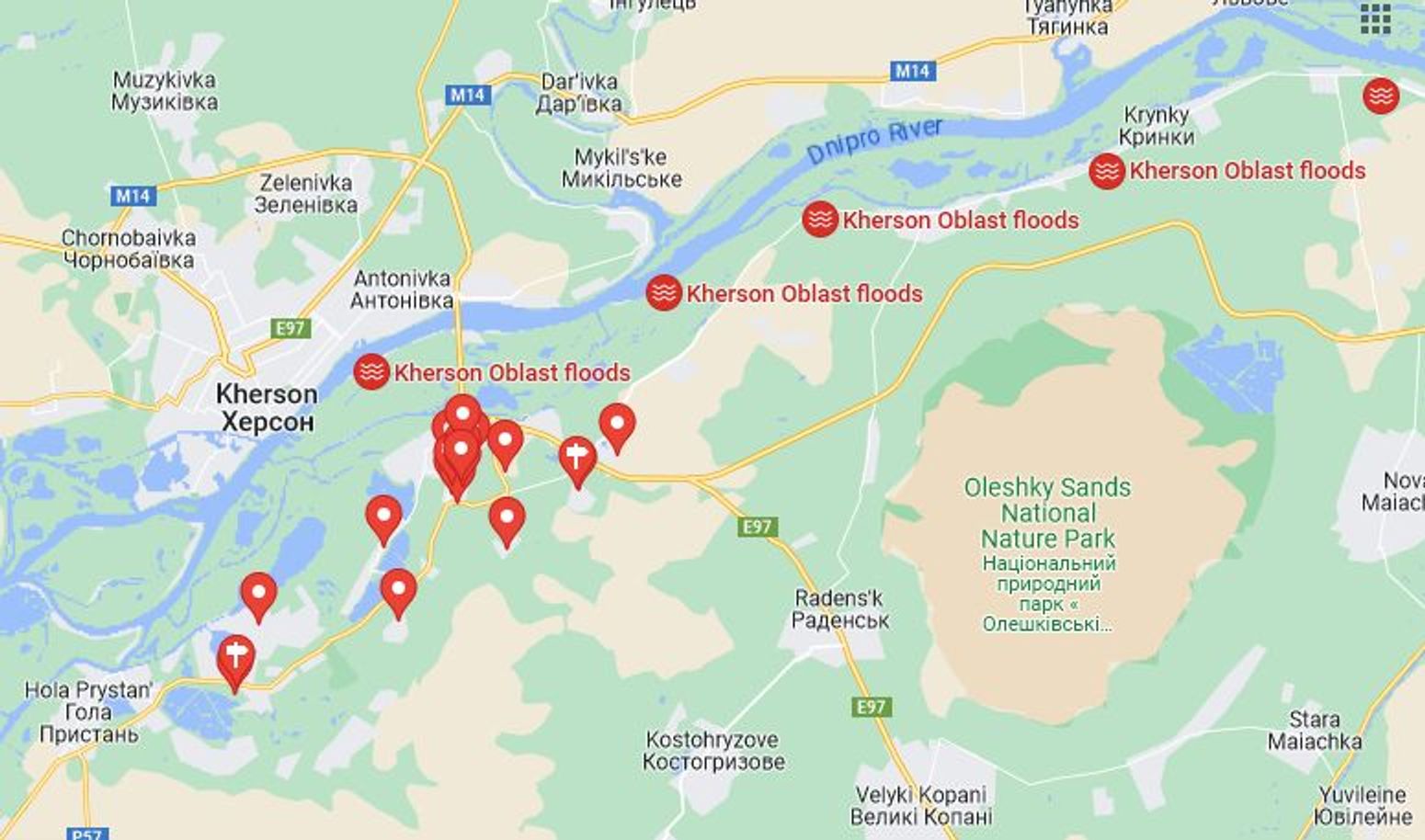 Interactive map of the disaster zone put together by volunteers