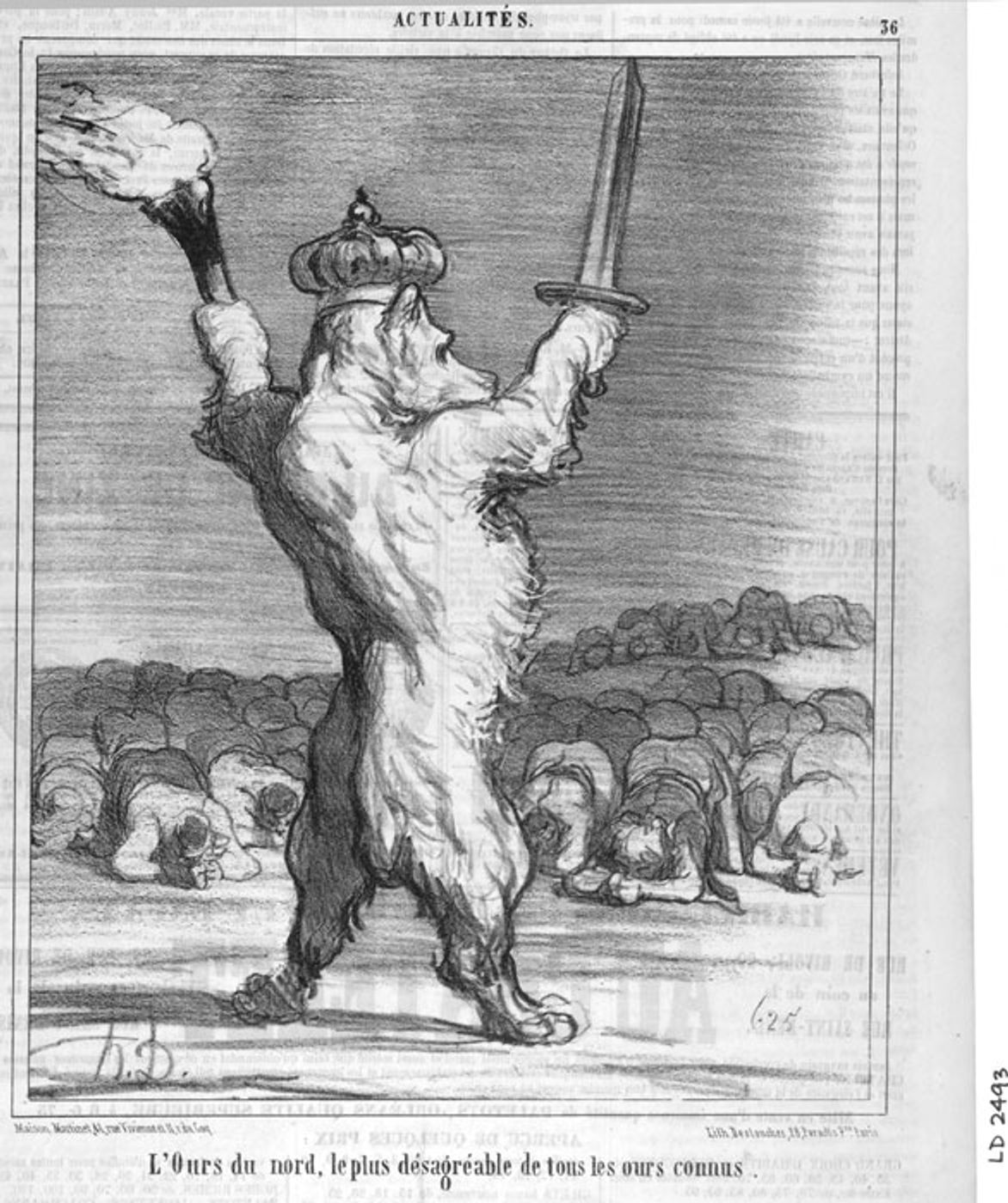 Карикатура на Россию, изображенную в образе коронованного медведя.