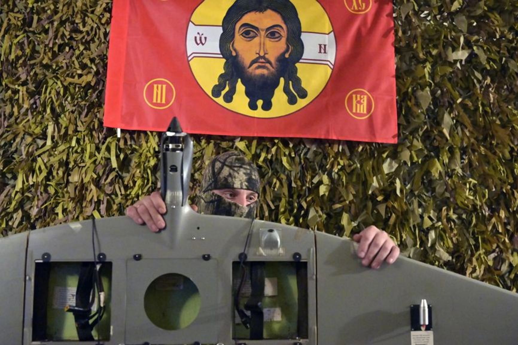 A serviceman from Russia’s 25th Combined Arms Army handling a Supercam S350 drone on the Lyman front, Feb. 2, 2025.