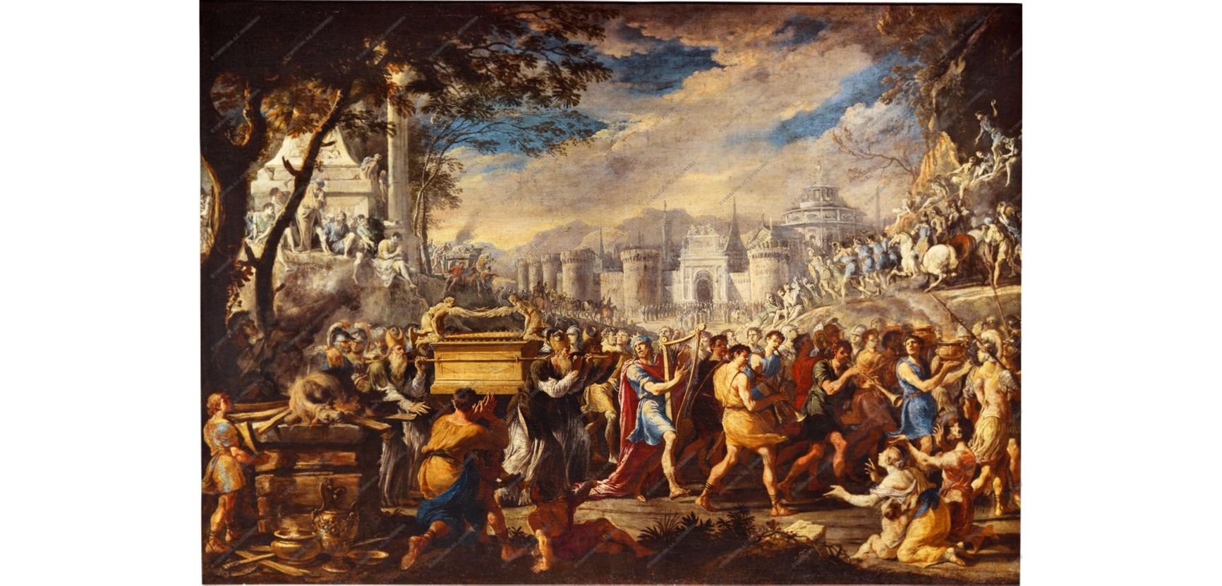 Domenico Gargiulo. King David bearing the Ark of the Covenant into Jerusalem.