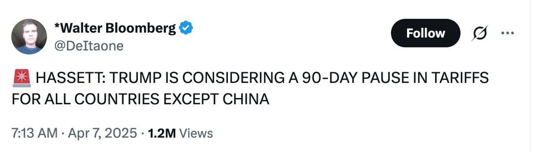 Сообщение в аккаунте Волтера Блумберга (в настоящее время удалено). Время на скриншоте соответствует тихоокеанскому времени (Лос-Анджелес, Сиэтл)