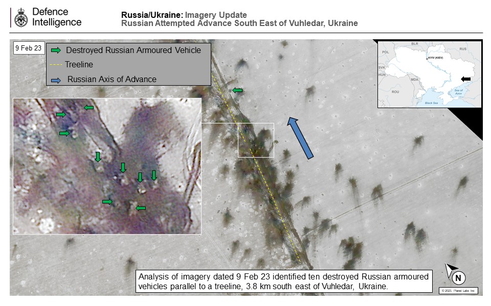 Анализ снимка уничтоженной российской техники под Угледаром от британской военной разведки