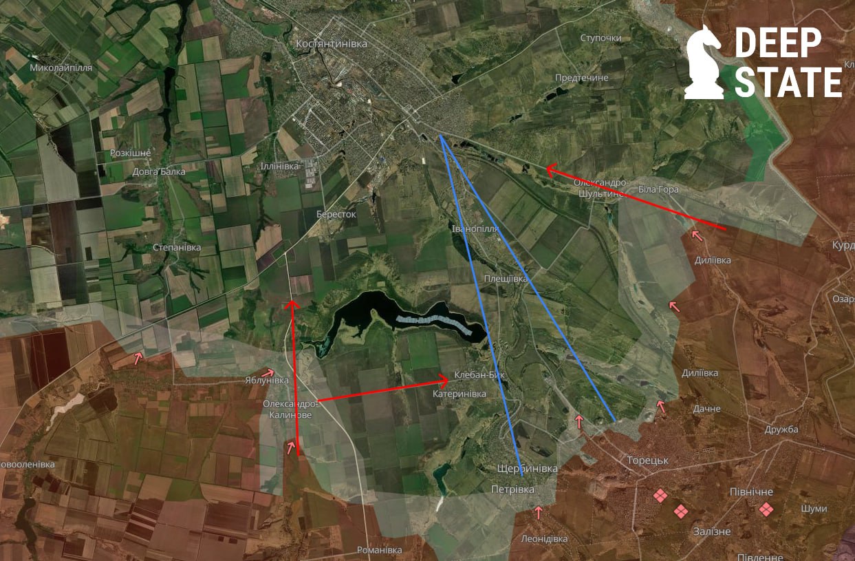 Ситуация на подступах к Константиновке по версии DeepState