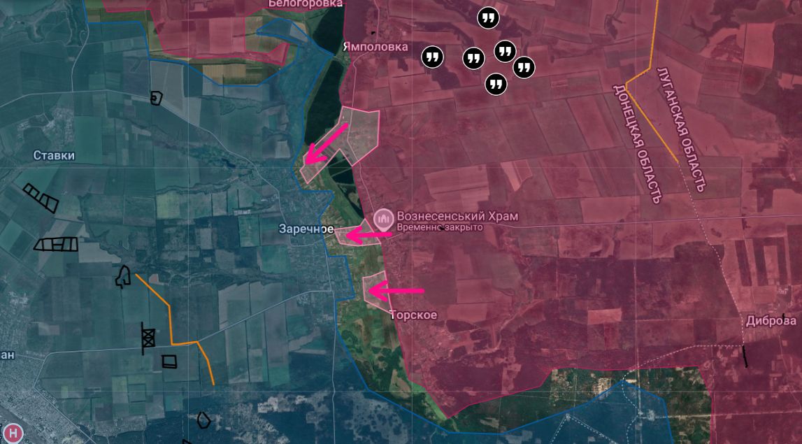 Ситуация в районе Заречного (до 2016 года —  Кировск) на лиманском направлении по версии Анатолия Радова